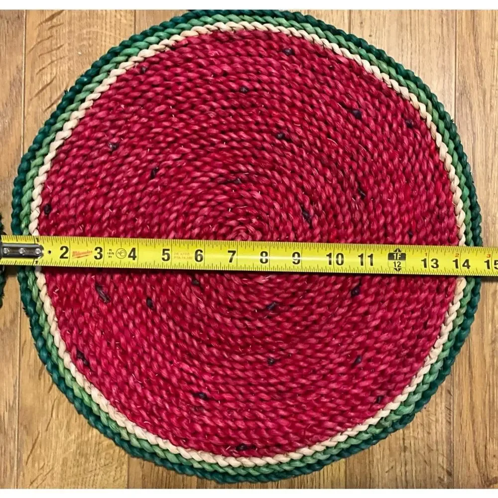 Set of 4 Round 15” Watermelon Natural Grass Table Placemat Indoor Outdoor